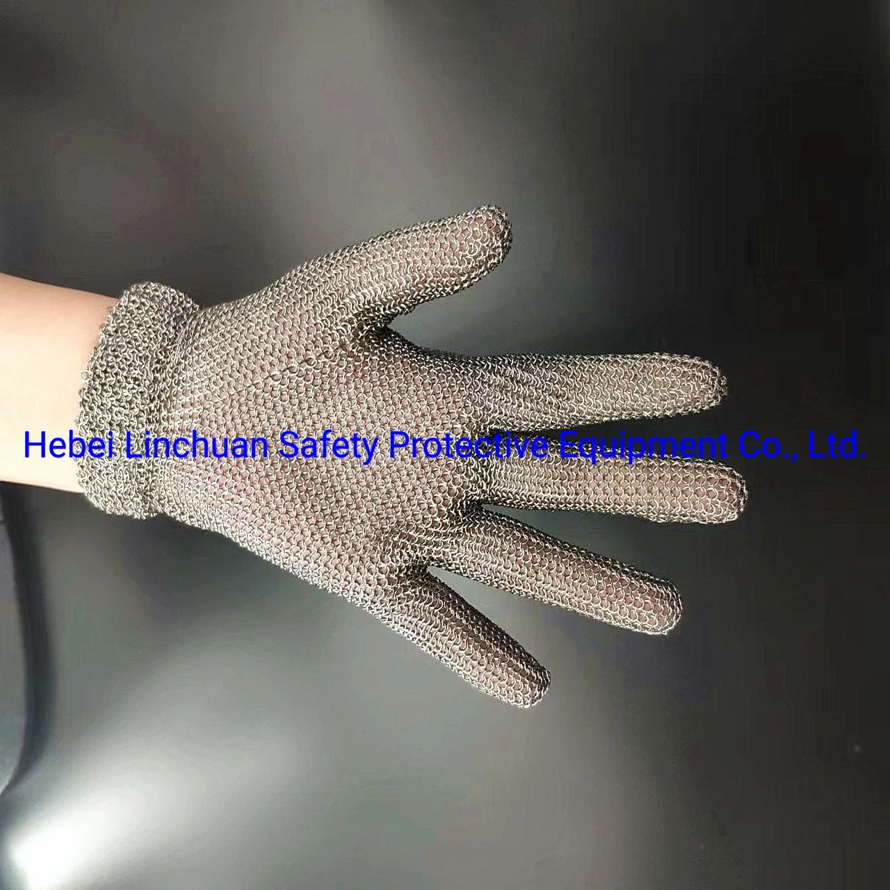 Metal Mesh Glove with Wrist Length Cuff with Wide Spring Strap Comfortable Working Chainmail Glove for Food Processing and Meat Cutting