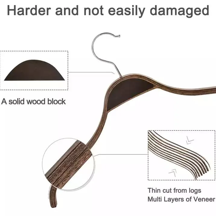 Display Wood Hangers: Nut-Brown Wooden Plywood Clothes Top Hangers with Metal Hook for Suit/Coat/Shirt Hot Selling for Clothes Shop