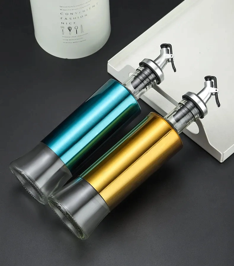 Hot Selling BBQ Kitchen Baking Roasting 500ml Glass Press Kitchen Oil Dispenser and Measure Oil Bottle Dispenser