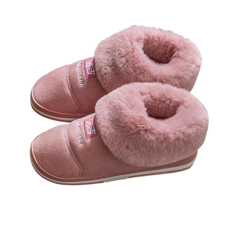 Winter Home Couples Non-Slip Slippers Warm Furry Indoor Outdoor Women Cotton Shoes