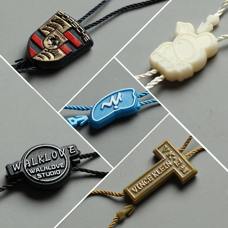 New Design Injection Embossed Tag String Hang Round T-Shirt Tags Rope