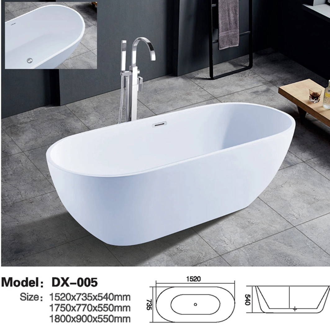 Pipe Free Massage Freestanding Acrylic Bathtub Whirlpool Tub Dx6037