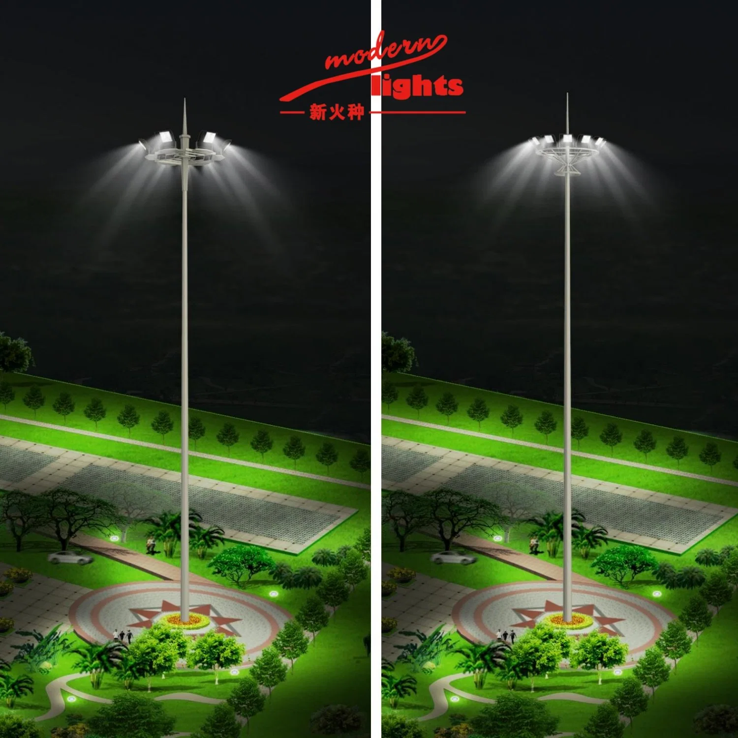 Foco LED de luz LED à prova de água para exterior de 30 W - 400 W, foco LED de farol de pólo alto Luz