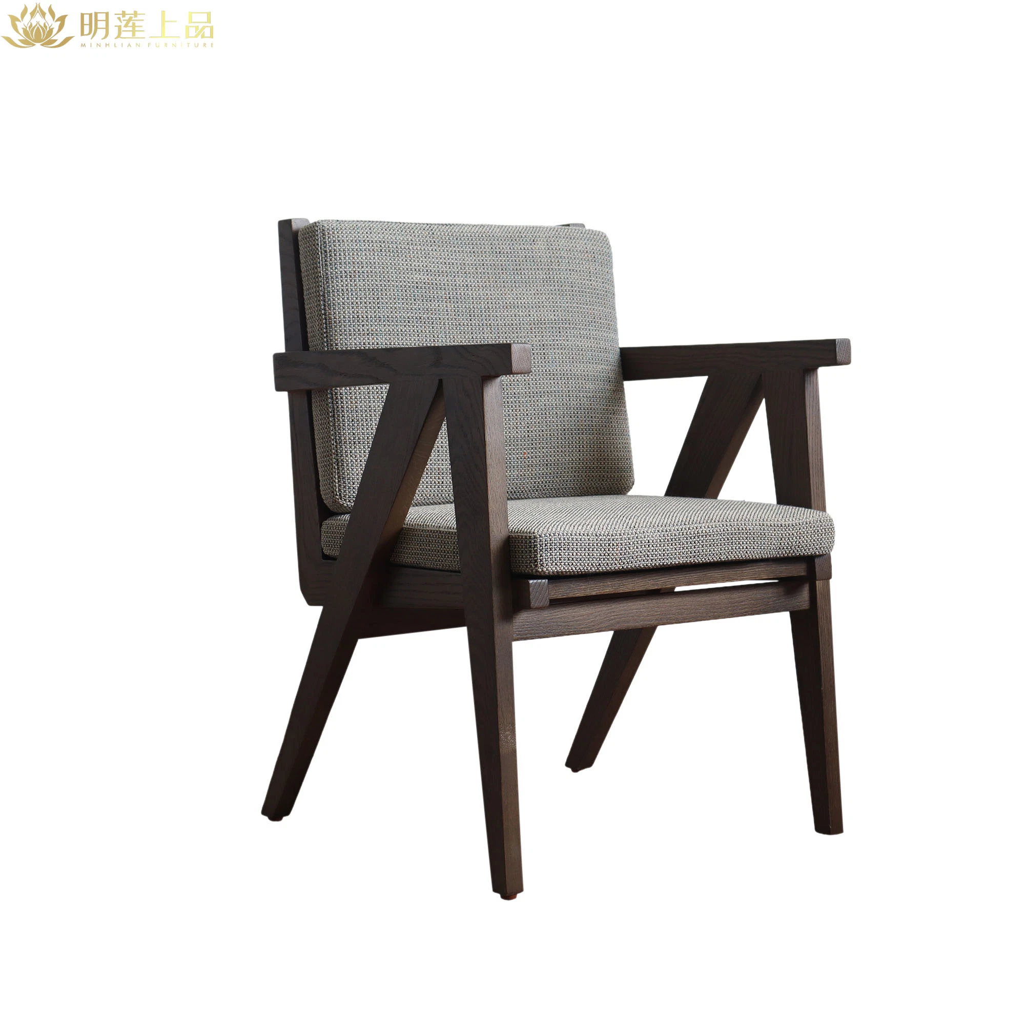 Fabric Upholstered Solid Wood Chair Hotel Furniture Living Room Furniture Restaurant Furniture Leisure Chair Dining Chair Armchair Wooden Chairs