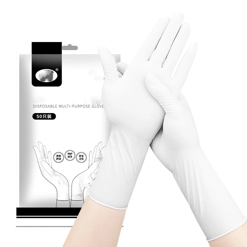 12 Inch Powder-Free Lengthened Disposable Nitrile Gloves White Kitchen Cleaning Thickened Dingqing Housework Gloves