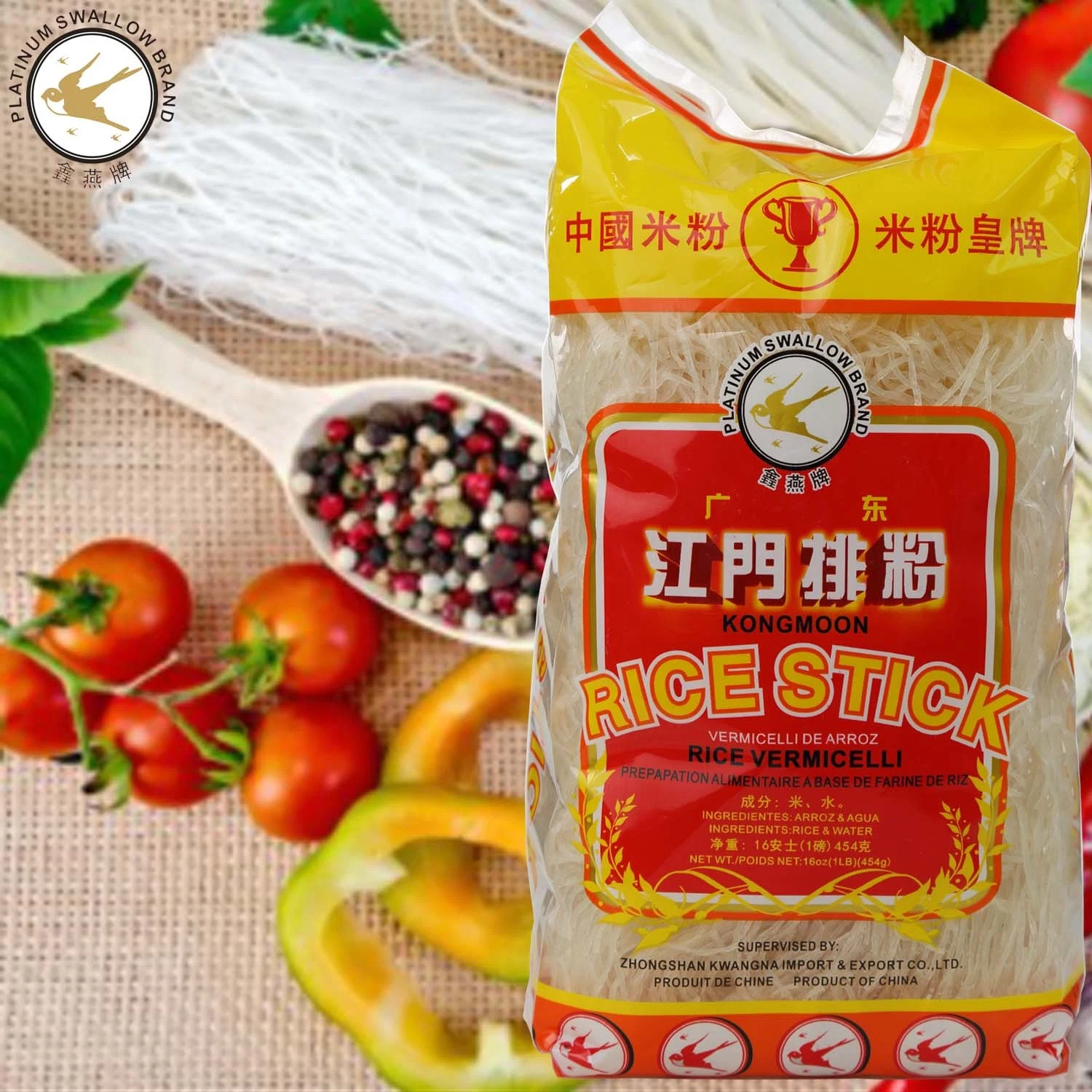 454G-Platinum Swallow Brand Kongmoon Rice Stick/Chinese Traditional Noodles/Bulk Price/100% Direct Supplier