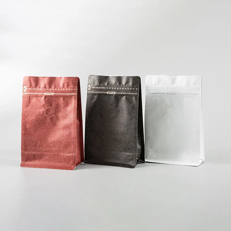 Chinese 16 Onz Compostable Flat Bottom Customized Printed Zipper Valve Coffee Bags Popular Low Cost Sale Staple Product Snack Candy Tea Chips Grain Chocolate