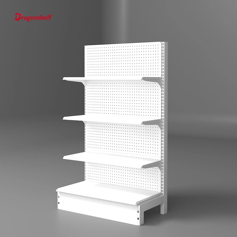 Multifunctional Medical Store Furniture Display Rack White Metal Supermarket Shelves