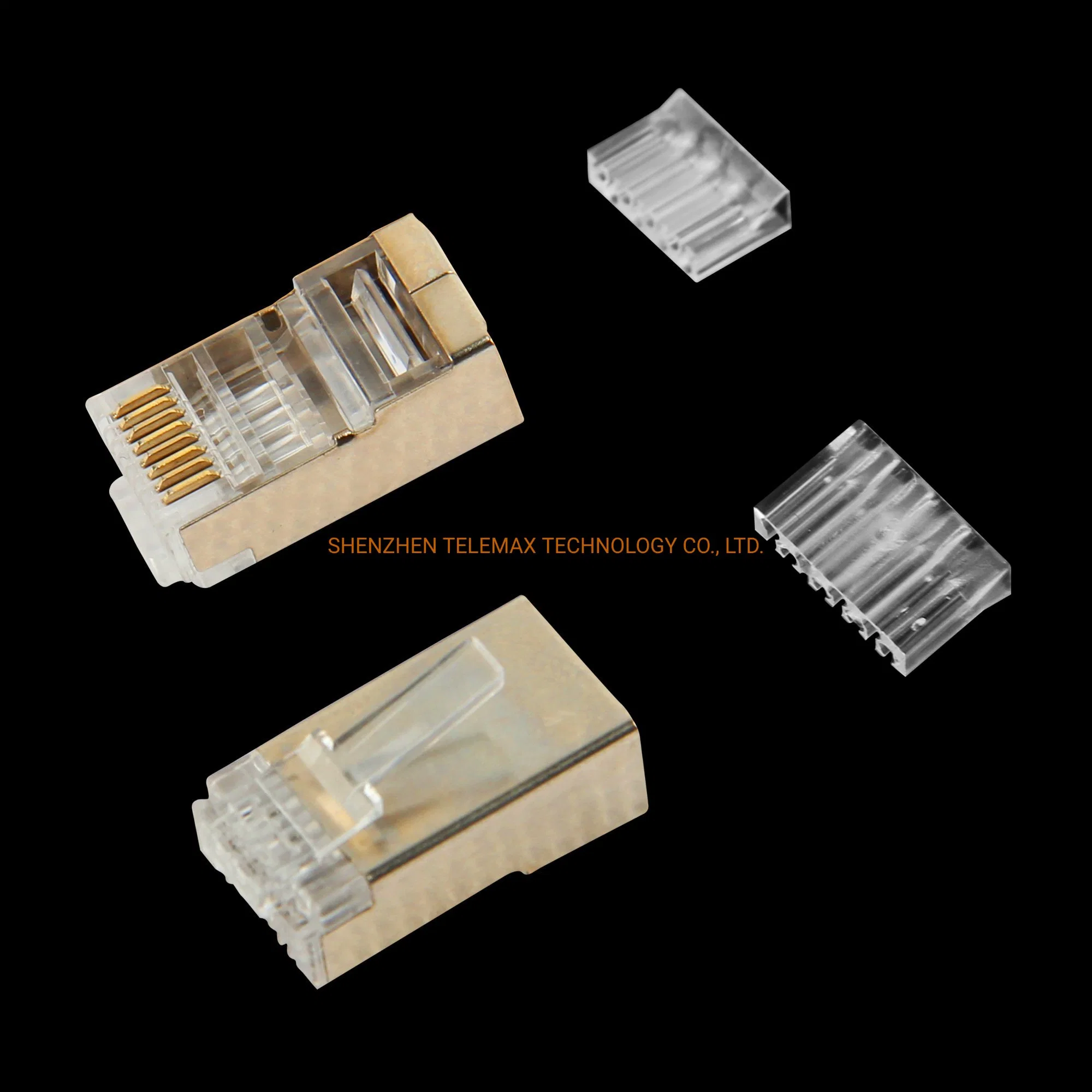 CAT6A FTP RJ45 Plug 8p8c, Golden Plating 3/15/30/50u&prime; &prime; , Copper Pin, Two Parts