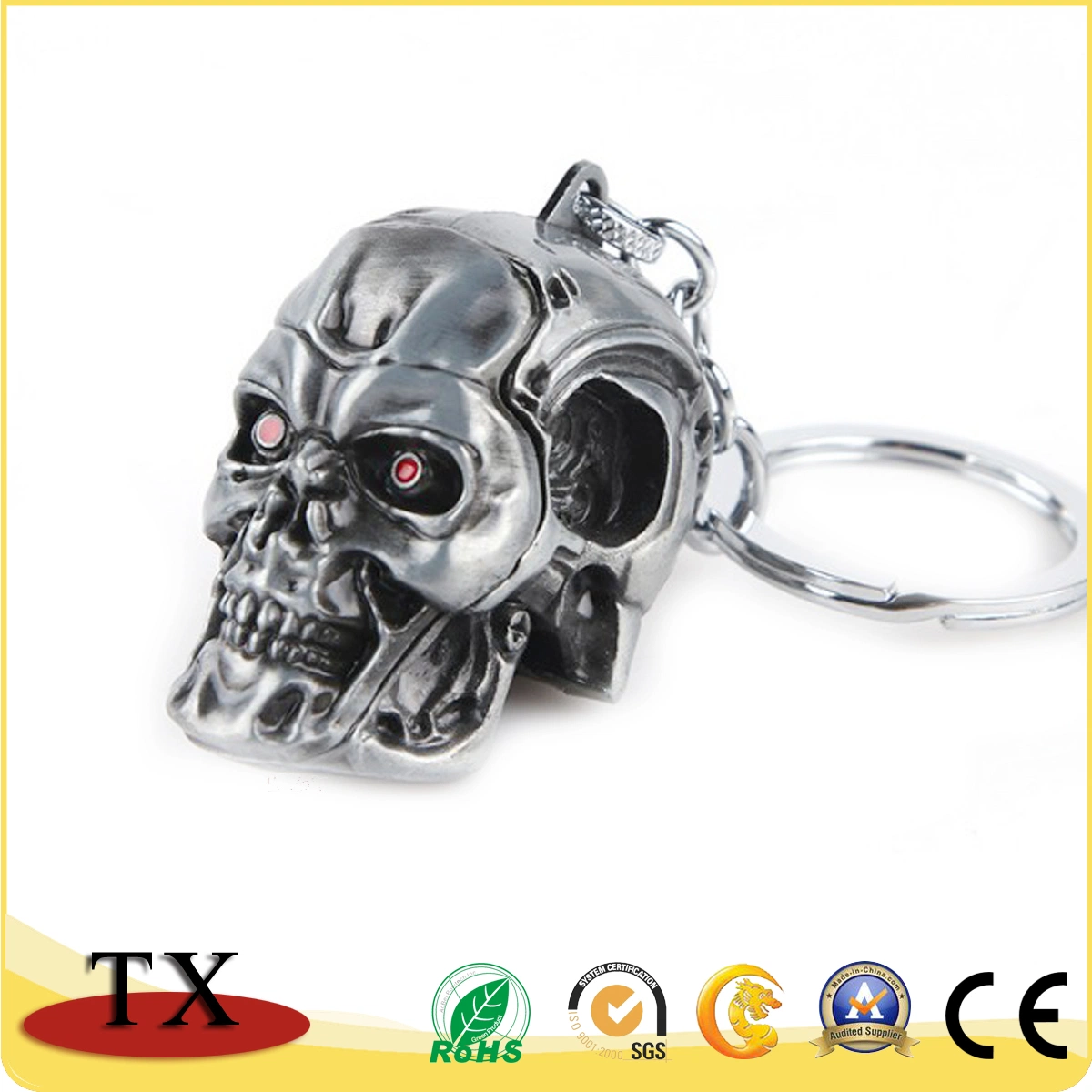 Movie Terminator Keychain Skull LED Keychain Electronic Keychain Promotion Gift