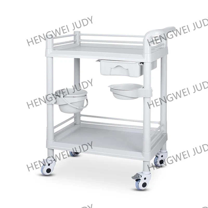 2 Layer Medical Instrument Trolley with Drawer for Clinic Hospital Use