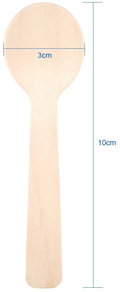 100mm o 10cm o 4inch cuchara pequeña de madera desechable Cuchara de helado Cubertería