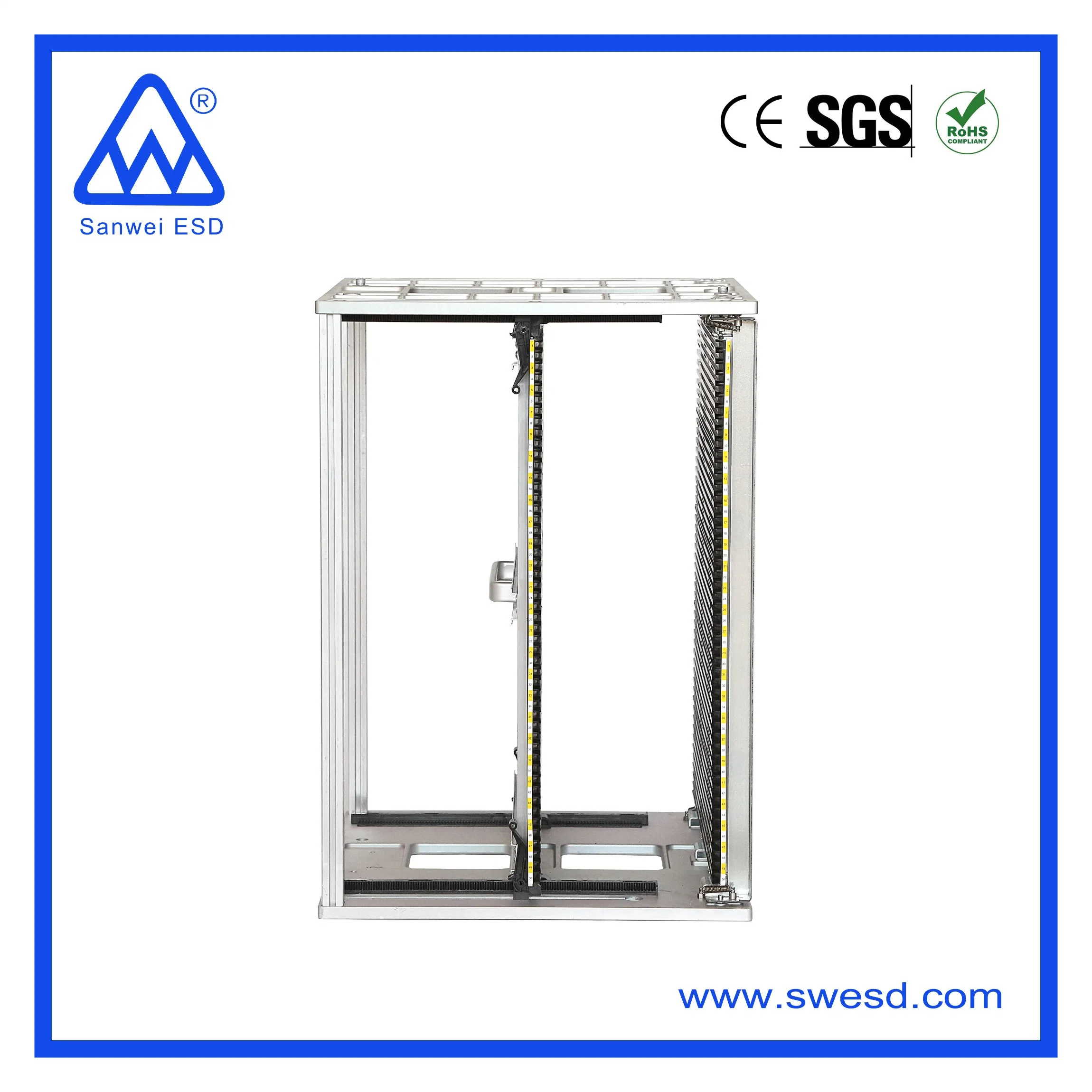 Ajustable de acero inoxidable antiestático ESD Magazine soporte de almacenamiento Rack PCB SMD