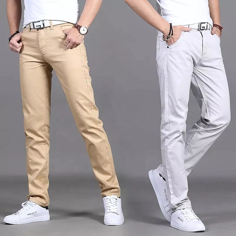 Pantalones de algodón liso para hombre con estilo