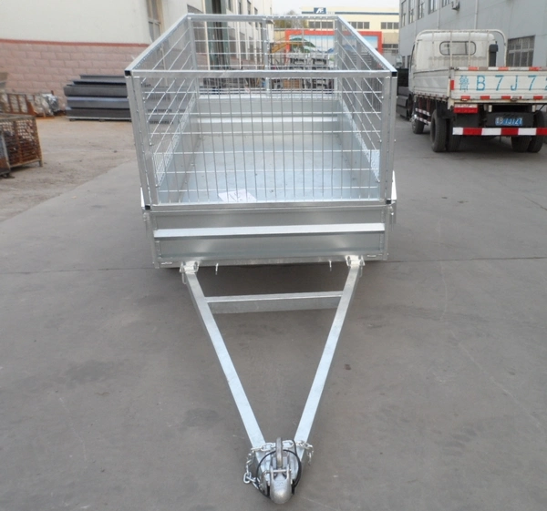 Hot Galvanized Box Trailer with Wesh Cage for Farm Using