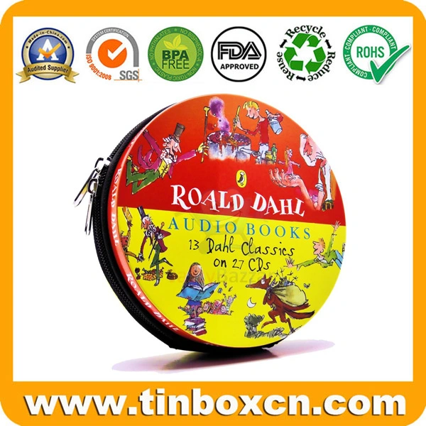 Empty Round CD Tin Box for Metal CD Bag, Tin CD Case