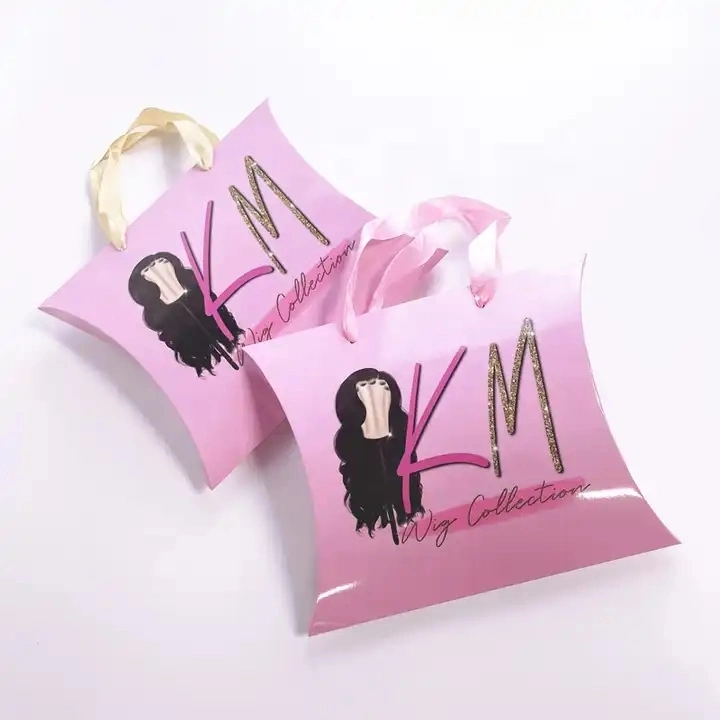 Custom Logo Impreso extensión de pelo Embalaje Caja de papel de Wig Packaging Caja de papel con paquete de embalaje y bolsas de papel cosméticos Papel para embalaje de uñas