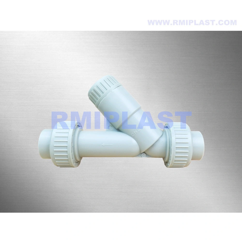 DN100 DN50 UPVC PVC CPVC PP Pph PVDF Y Grey Strainer of Pipe Valve Socket Welding Flange Y Type Filter by JIS 10K ANSI Cl150 DIN Pn10 for Water Supply