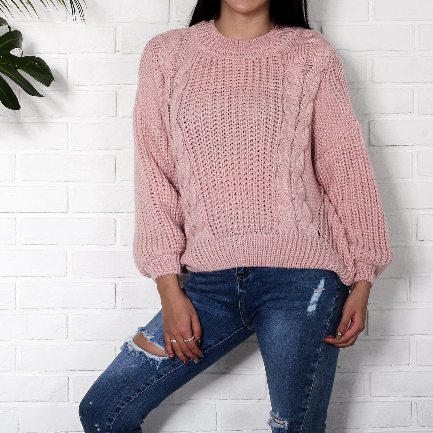 Real Auction 2023 New Half High Neck Loose Knit Lazy Wind Backless Sweater