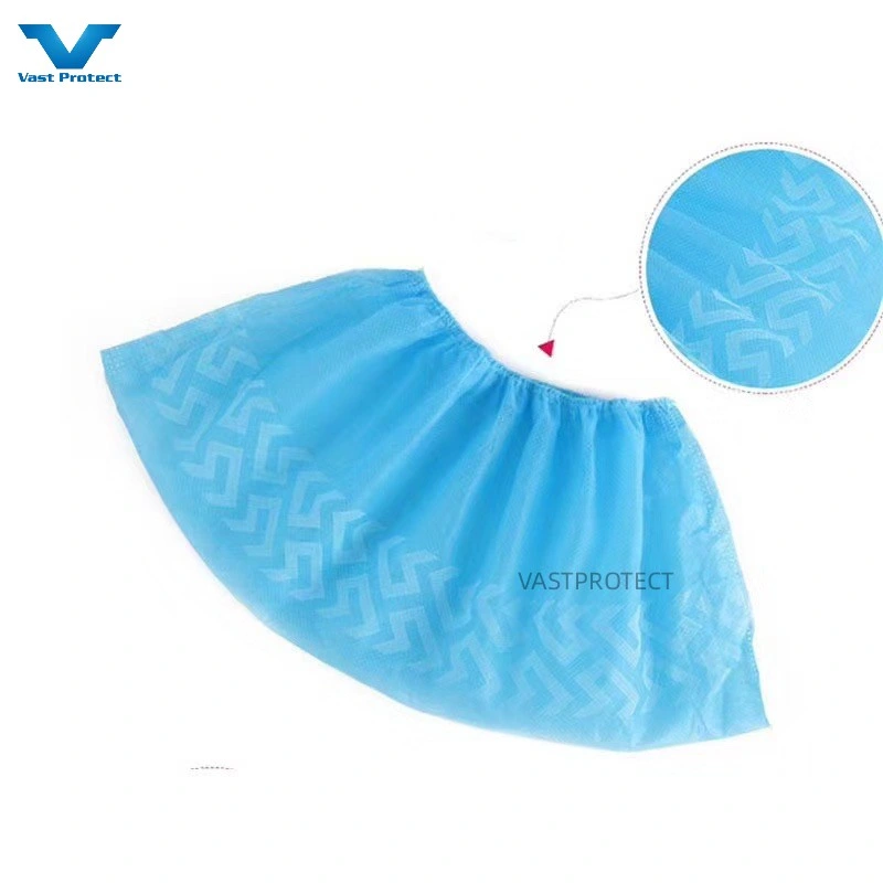 Original Factory Disposable PP 10-30g Elastic Blue Anti-Slip Printed Shoe Cover