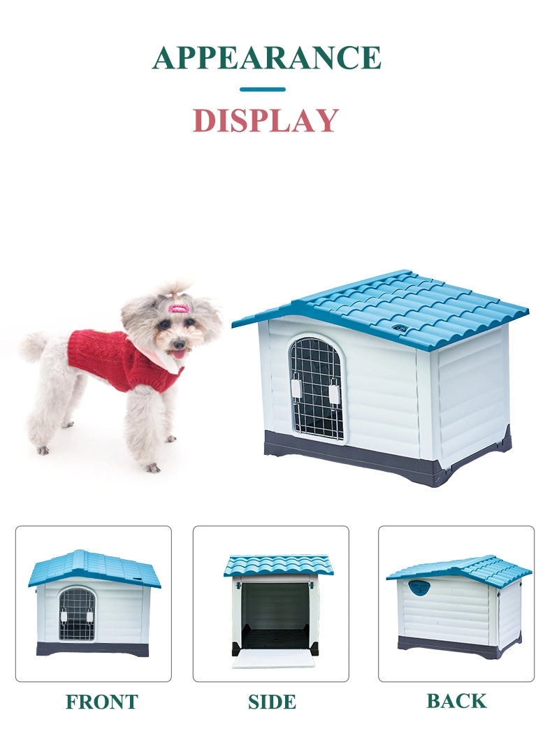 Casinha de cachorro de plástico moderna, à prova d'água, destacável e personalizada para uso ao ar livre, com porta.