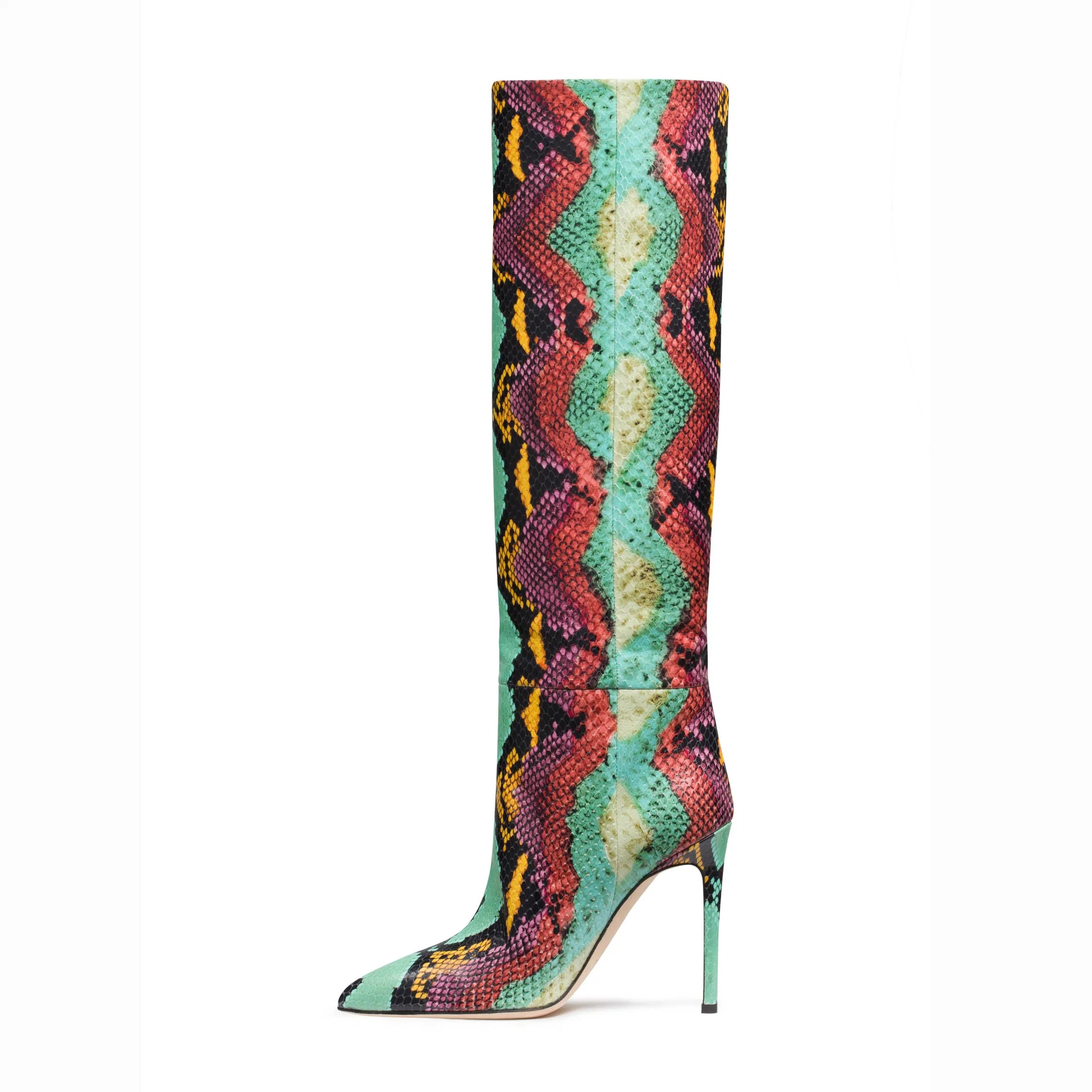 Shining Shoes Sexy Python Pattern Women Knee High Boots