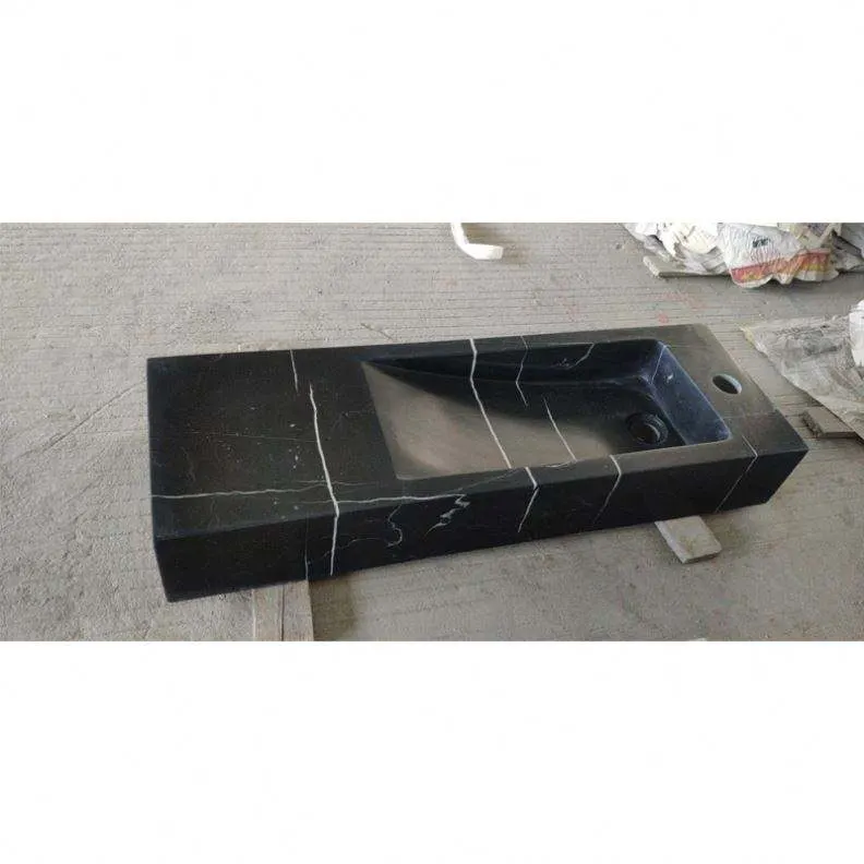 Nero Marquina Marmor Waschbecken Schwarz Marmor Waschbecken Puder Zimmer Badezimmer Waschbecken