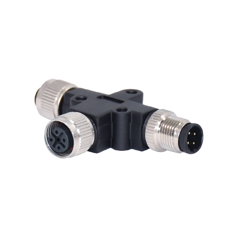 M12 Plastic 1 Male to 2 Female 5pin T Terminal Connector