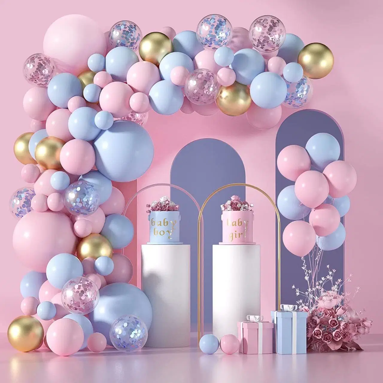 Macaron Blue Pink Balloon Arch Set Gender Reveal Party Supplies Inflatable Balloon Party Arrangement Decorative Latex Balloons