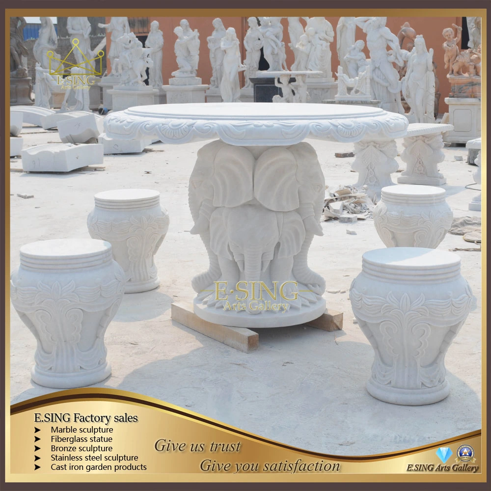 Outdoor Park Decorativo Marble esculpindo Bench Garden Stone Tables and Bancadas para venda