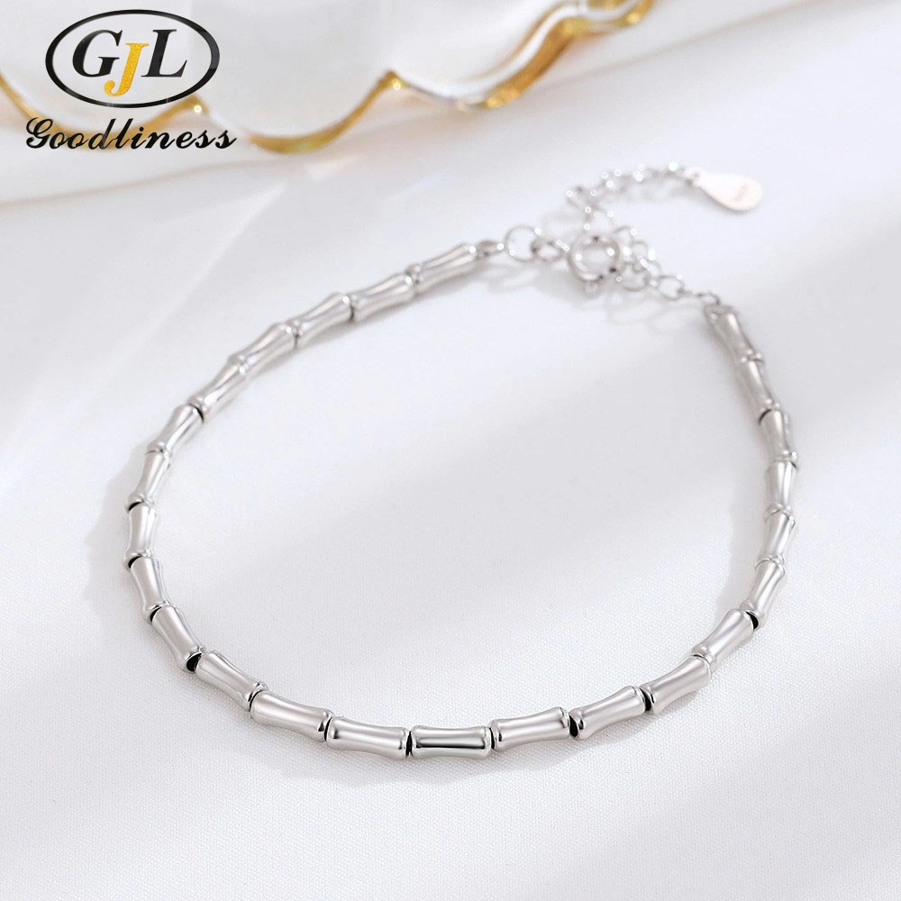 Fashion Sterling Silver Bamboo Joint Bracelets Bangles Silver Jewelry