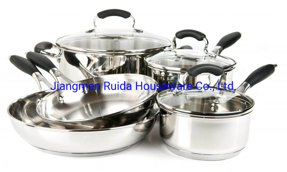 11PCS Stainless Steel Cookware with Silicone Handle with Kitchen Tools