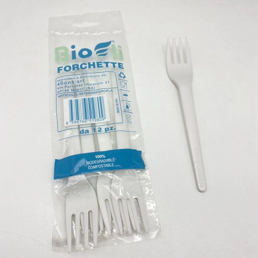 Heat-Resistant 100% Compostable Whitecutlery Disposable PLA Fork