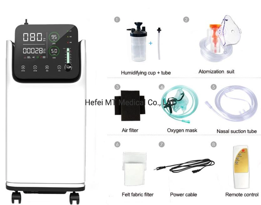 Mt Medical 5L de equipamento médico de cuidados domiciliares portátil nebulizador gerador de oxigênio Concentrador para o Hospital