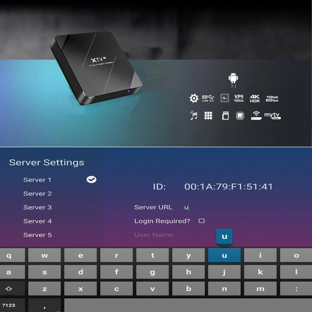 بث IPTV Box Android 7.1 Smart TV Box Xtv Se Meelo Plus Support Xtream Code Stalker Mytvonline app M3U Media صندوق علوي لضبط المشغل