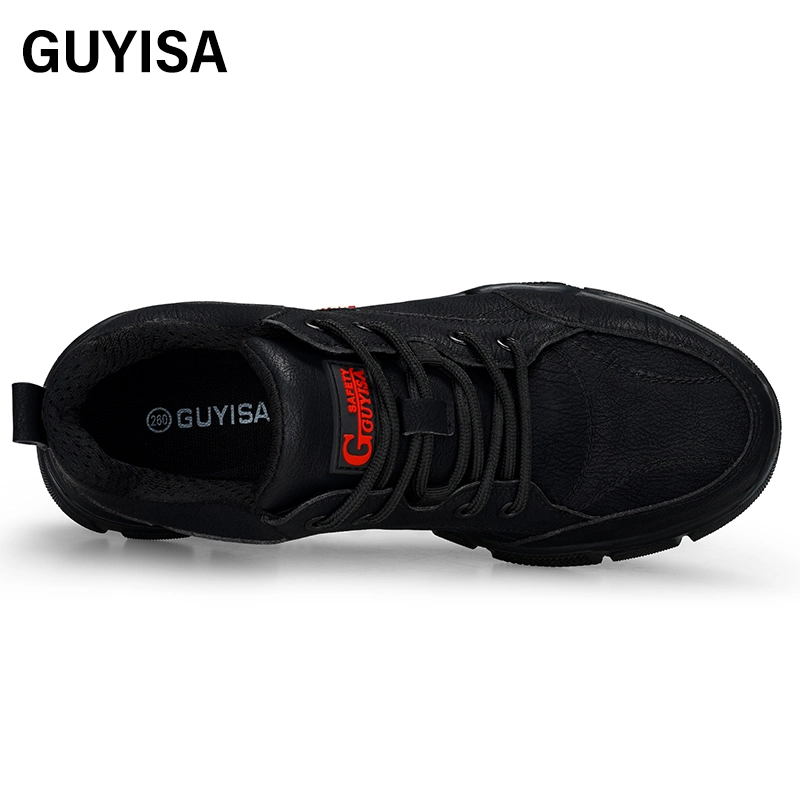 Guyisa Brand New Mesh Cloth transpirable suave Hombre y Mujer Mismos zapatos de trabajo Zapatos de seguridad de puntera de acero de microfibra para hombre