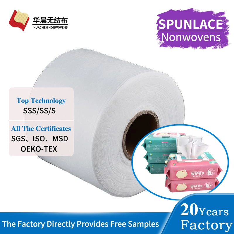 Eco-Friendly Spunlace Nonwoven 50%Polyester 50%Viscose Spunlace Non Woven Fabric Roll for Making Wet Wipes