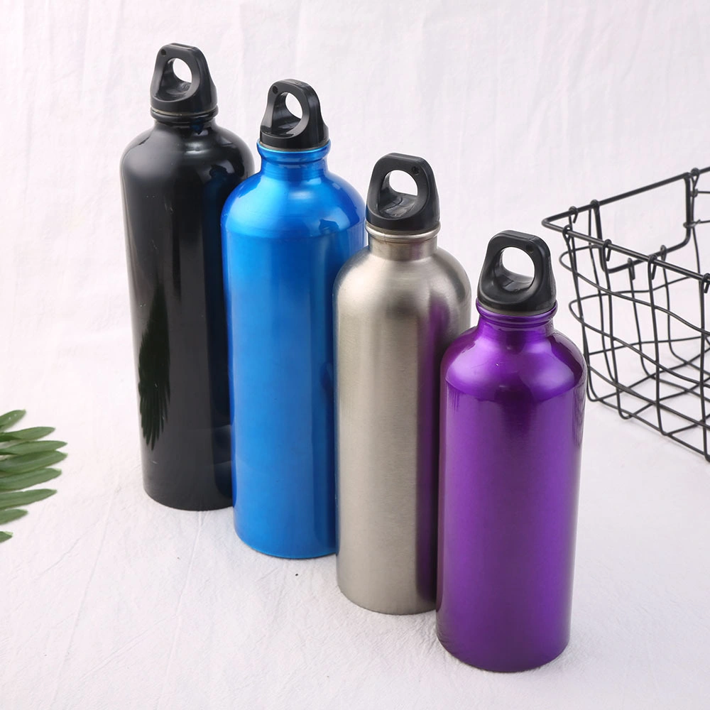 Sublimation 750ml Food Grade Single Wall Aluminum Mountain Bicycle Sports Travel Drinking Water Bottle with Buckle