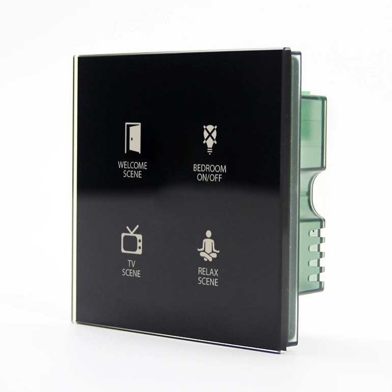 Diseño exclusivo GTD de vidrio templado Smart 220-240V 4 Gang Interruptor táctil WiFi con relé interno