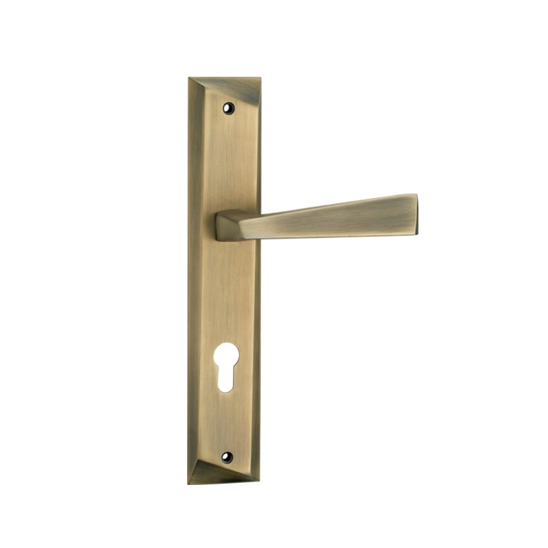 Main Door Hardware Home Lock Room Door Lever Handle with Zinc Long Plate