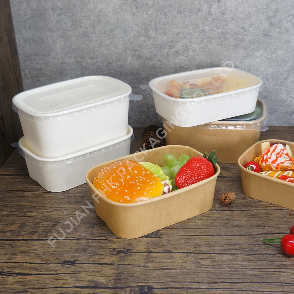 FDA/EU Approval Biodegradable Custom Kraft Paper Bowl Food Package Cheap Price Square Salad Bowls