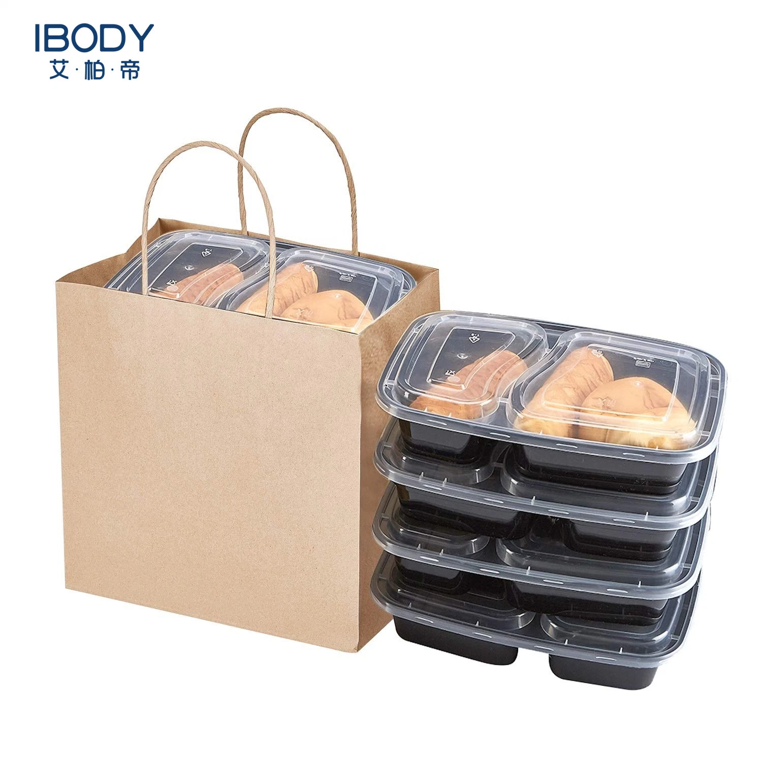 Customized Large Capacity Recyclable Kraft Paper Takeaway Tote Paper Bag Supermarket Vegetable Shopping Bag