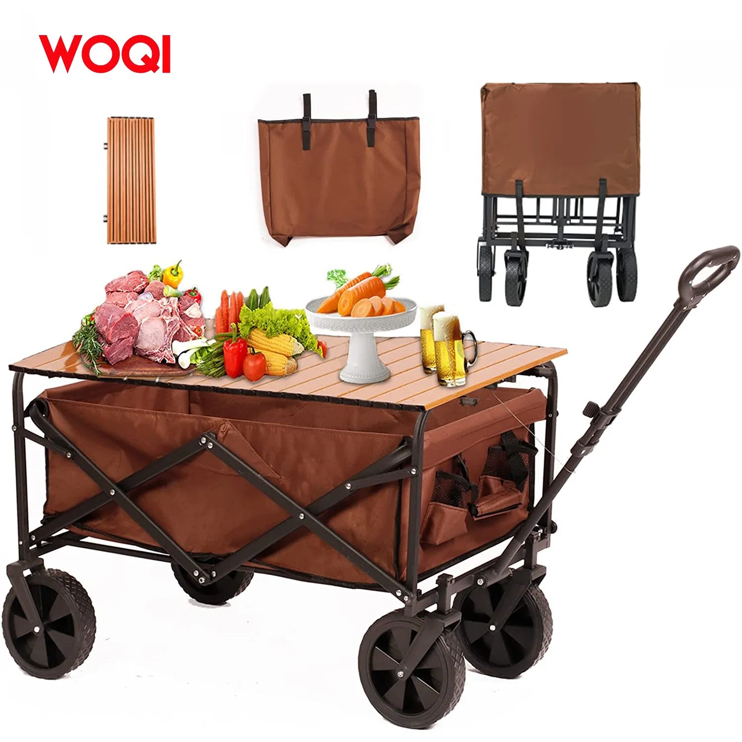 Woqi Multifunctional Portable Folding Cart, Outdoor Camping Cart, Heavy-Duty Shopping Cart