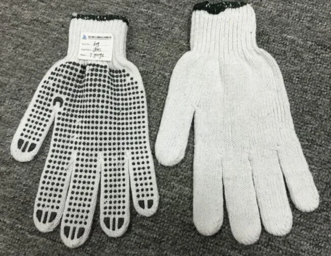 Natural Cotton/Polyester String Knit. 4thread Gloves CE Quality (SJIE1005)