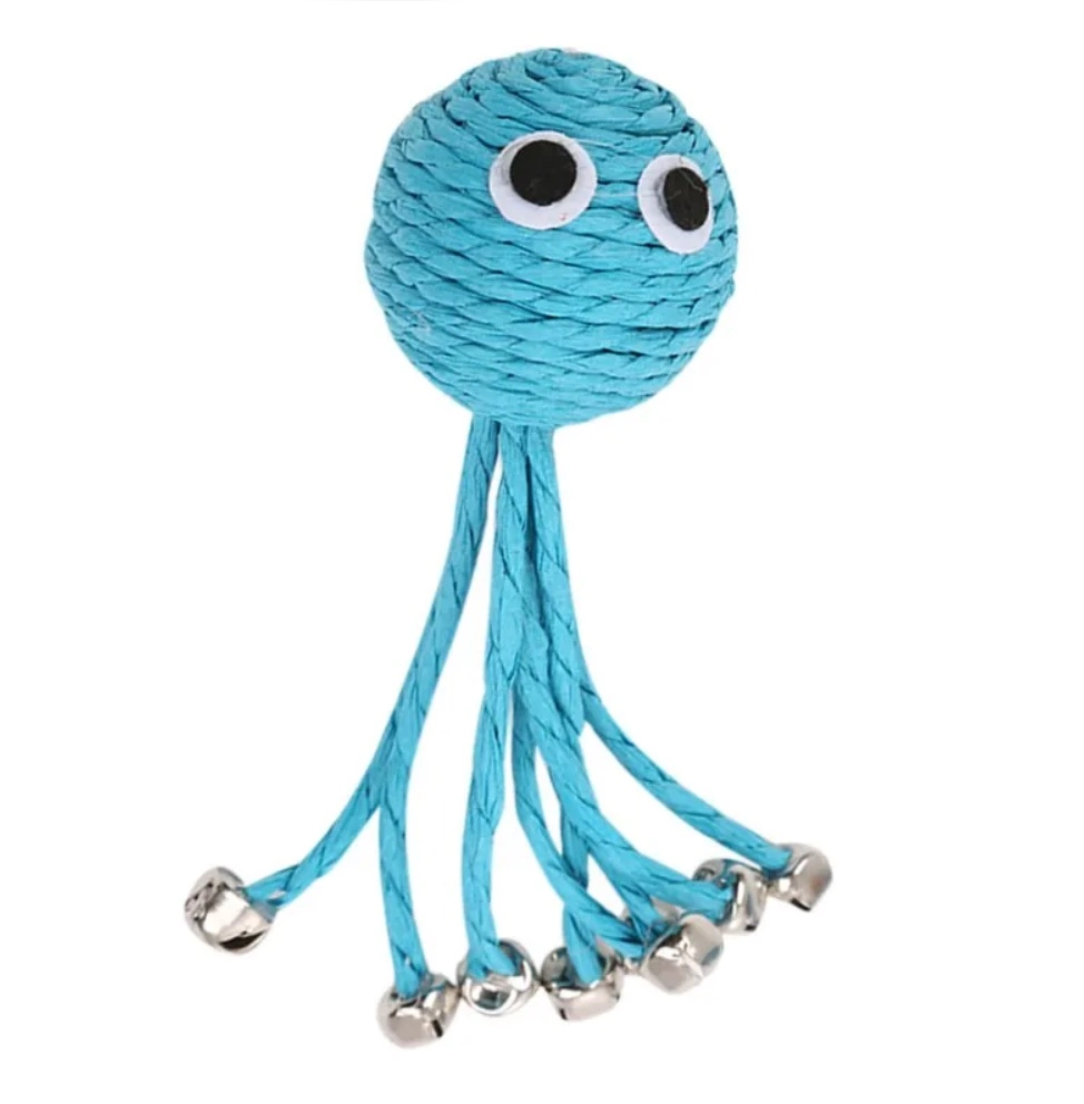 Baby Octopus Woven by Paper Rope Scratch-Resistant Pet Playing Toy