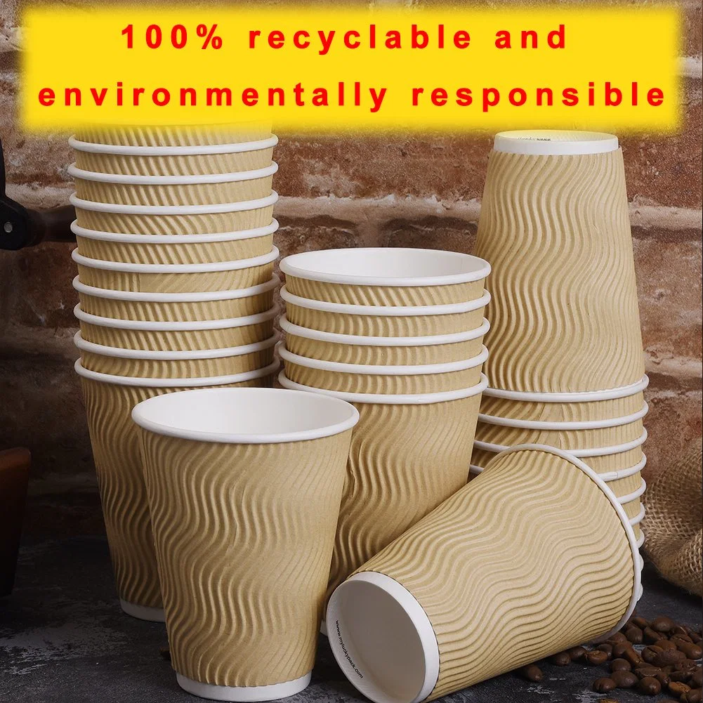 Custom Printed Hot Double Wall Biodegradable Coffee Disposable Paper Cups Wholesale