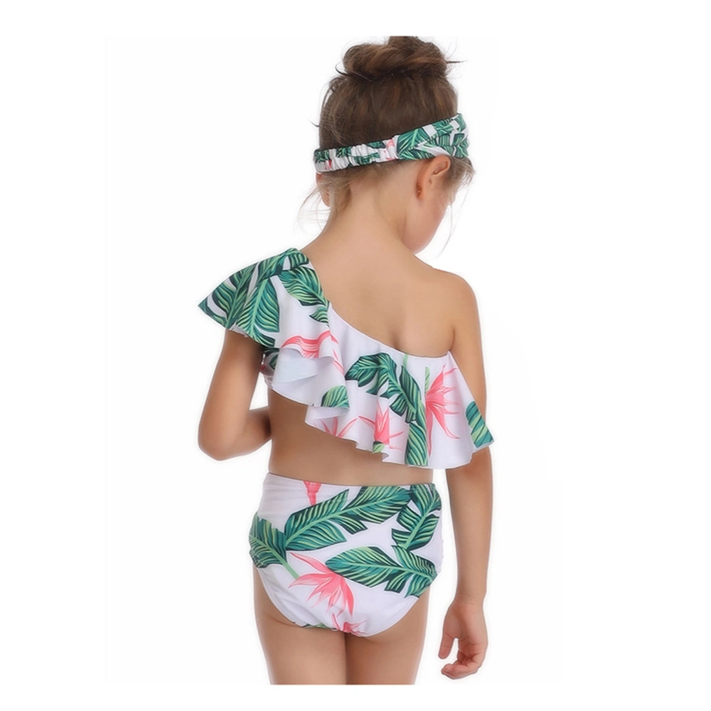 Children&prime; S New Swimsuit European and American Style Oblique Shoulder Single Lace Girls Bikini Fashion Children&prime; S Beach Sports Swimwear