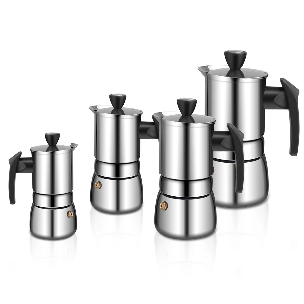 Logotipo personalizado de acero inoxidable Cafetera Espresso Electric Italia Moka Cristal Pot