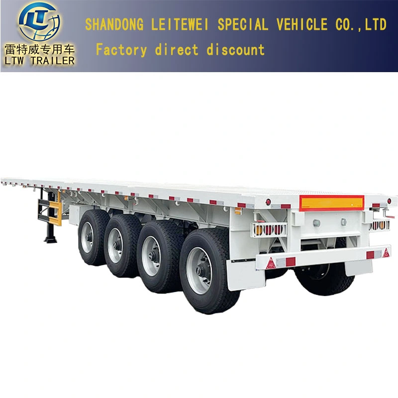 4 Axls Tri-Axle 20FT 40ft 45 ft Semi plataforma plana Terminal remolque remolque semi plana con bloqueo de contenedores