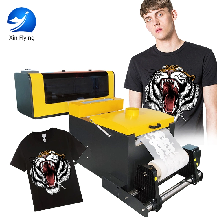 Hot Sales A3 Dtf with Cmyk Ink White Powder and Pet Film Custom Pattern Heat Transfer Inkjet Printer for Summer T-Shirt